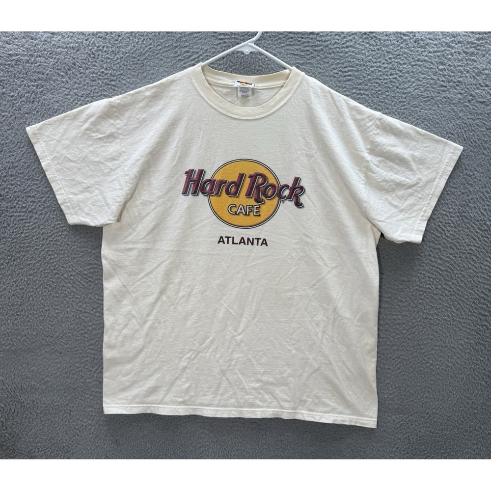 Vintage Hard Rock Cafe Shirt Adult Large White Grunge Skater Atlanta Faded Y2K‎
